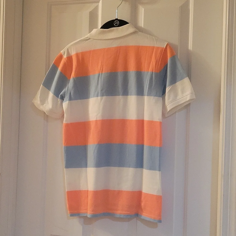 Gap white orange blue  striped polo xxl